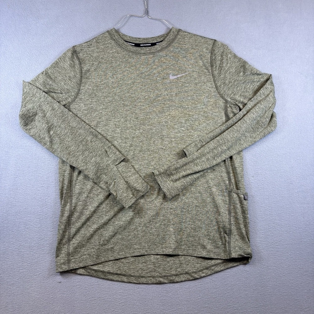 Nike‎ Running Dri-FIT Women's Medium Olive Green Long Sleeve Running Shirt M